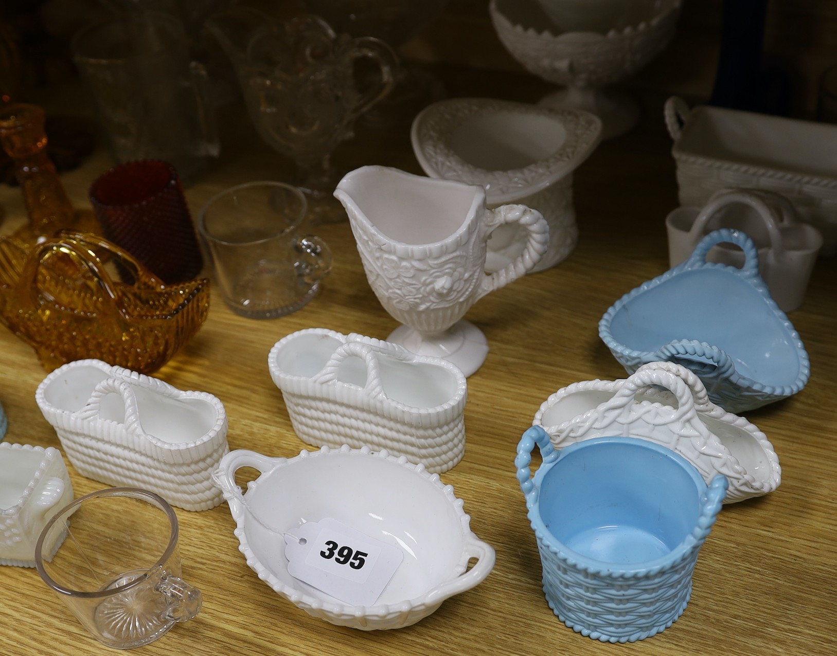 A group of Sowerby's and other pressed glassware, tallest 17cm